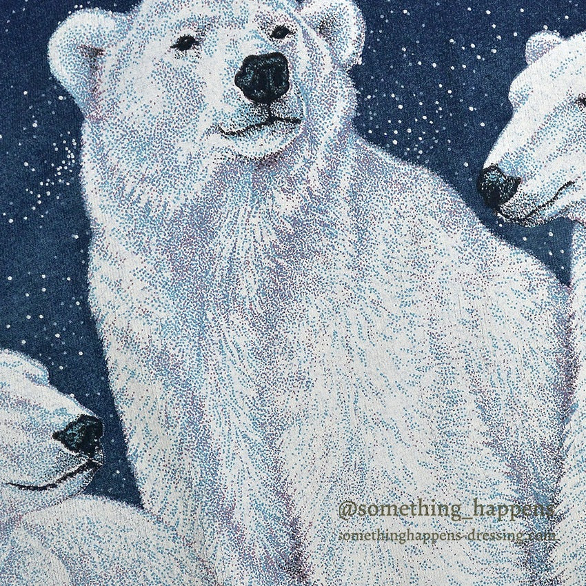 1990's ONEITA POLAR BEAR PRINT L/S T-SHIRT NAVY ... LARGE