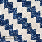ANTIQUE LIGHTNING STREAK ZIG ZAG INDIGO STAR CALICO PATCHWORK QUILT... 195cm/120cm