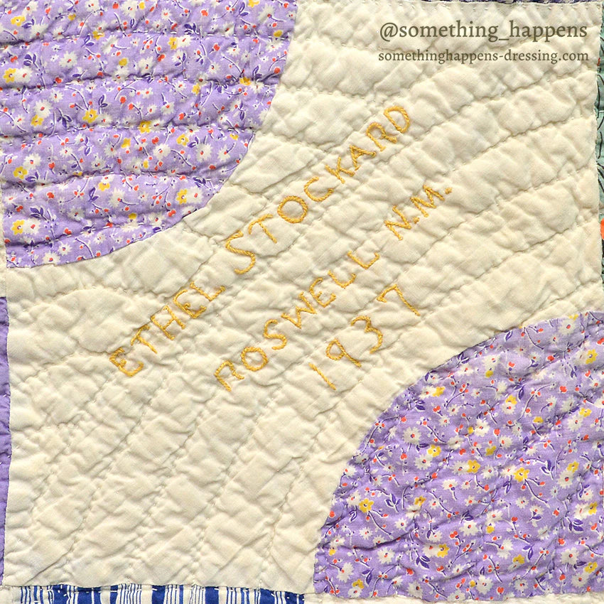 1936 to '1938 SIGNATURES EMBROIDERY FRIENDSHIP PATCHWORK QUILT... 181cm/163cm
