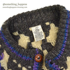OLD ECUADOR HAND MADE WOOL KNIT CARDIGAN...
