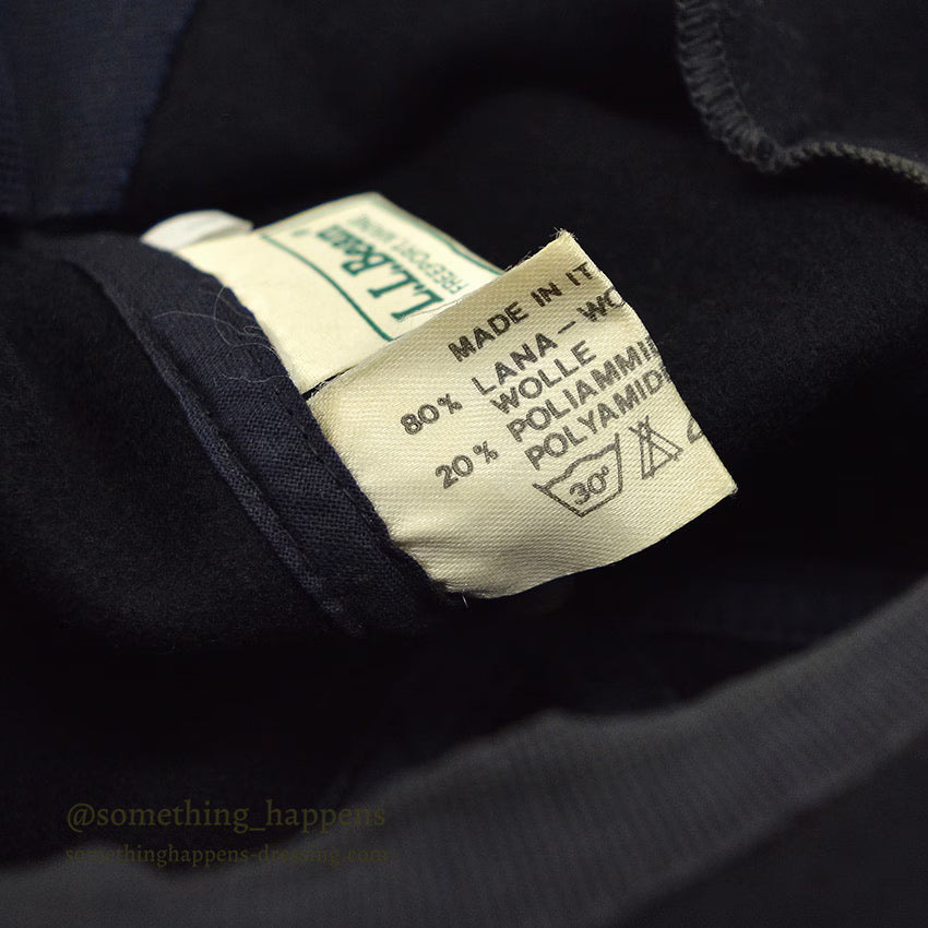 1980's~ LLBEAN ALL BLACK WOOL CAP - MADE IN ITALY - ... L