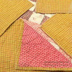 ANTIQUE NINE PATCH CALICO PATCHWORK RED CRIB QUILT FADED... 120cm/99cm