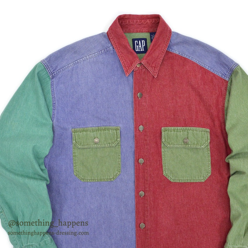 1980's〜 GAP MULTI COLOR DENIM WORK SHIRT ... L