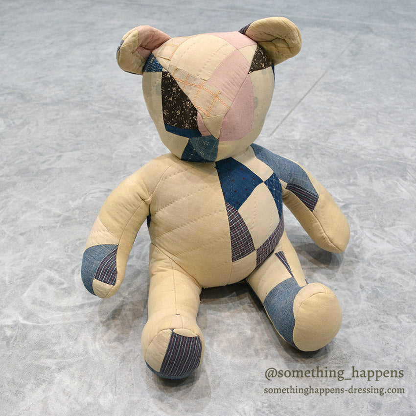 ANTIQUE CALICO PATCHWORK QUILTED TEDDY BEAR...