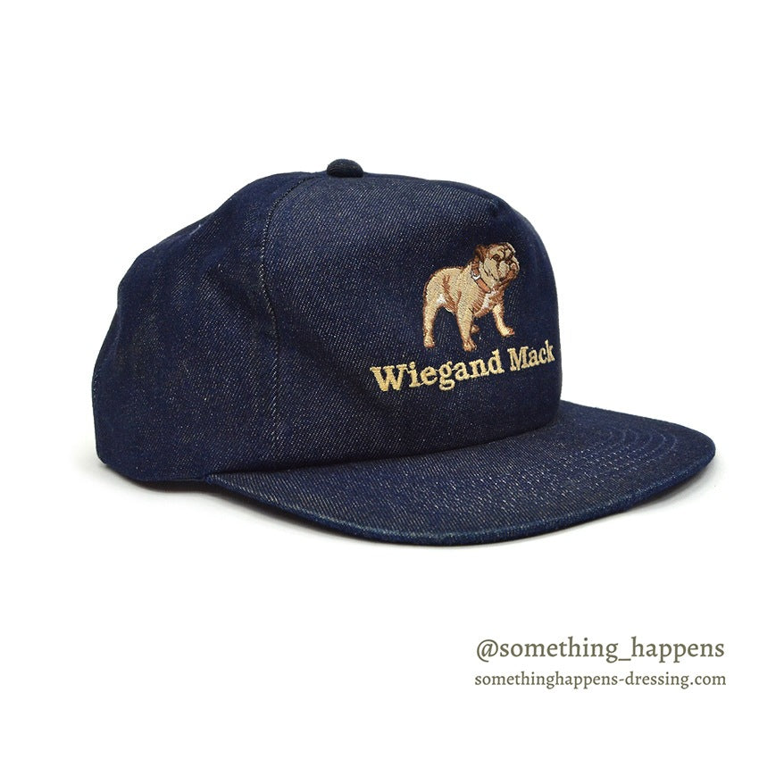 1990's~ WIEGAND MACK BULLDOG EMBROIDERY DENIM CAP...
