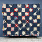 c.1900's ANTIQUE INDIGO CALICO SIGNATURES ALBUM QUILT TOP ... 210cm/168cm