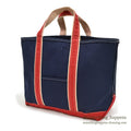 1980's LLBEAN DELUXE BOAT AND TOTE NAVY & RED... LARGE