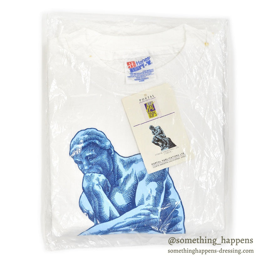 1990's DEADSTOCK HANES 考える人 ART PRINT T-SHIRT ... LARGE