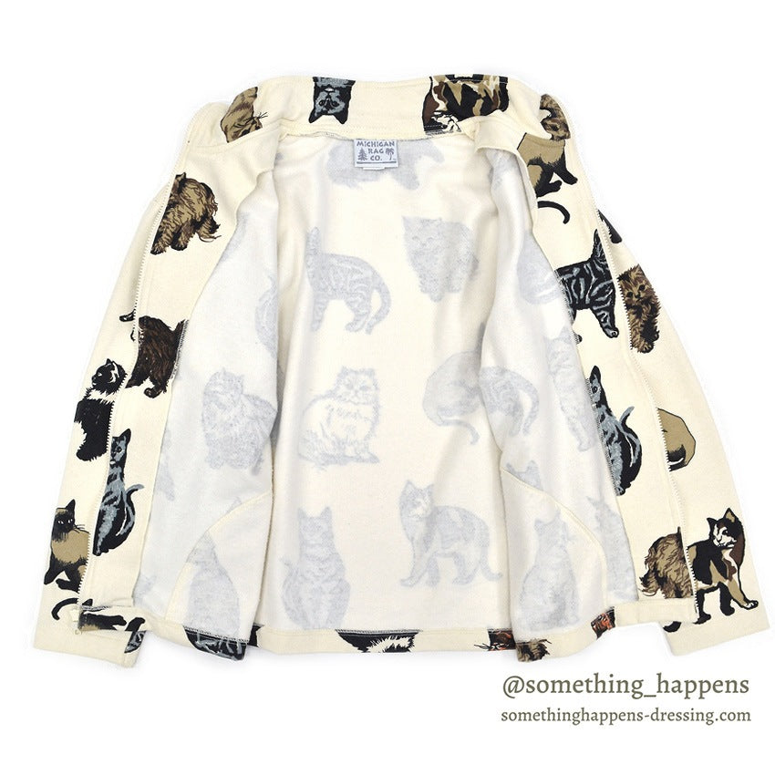 1990's MICHIGAN RAG CO. ALL OVER CATS PRINT JACKET... MEDIUM