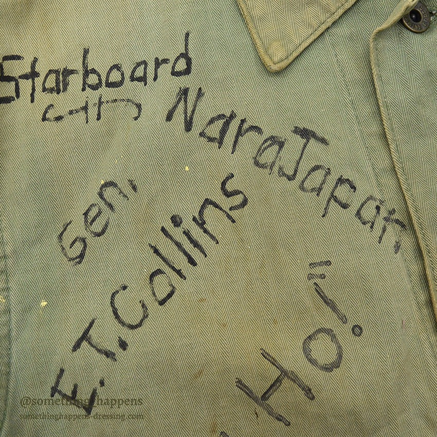 1940's~ U.S.M.C. P-41 MEMORABILIA HAND DROWING HBT UTILITY COAT CUT OFF ...