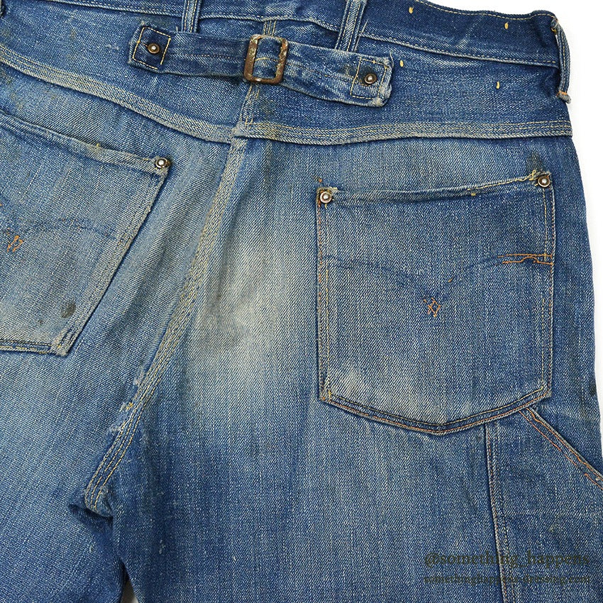 1930's~ UNKNOWN BUCKLE BUCK DENIM PANTS ... W32/L28