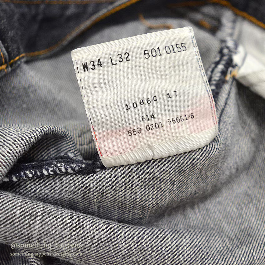 Levi's 501 BLACK DENIM PANTS Made in USA ORANGE STITCH... W34/L32
