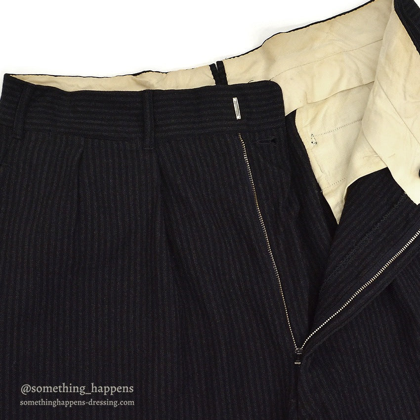 1950's BROOKS BROTHERS BLACK/GRAY STRIPE WOOL SLACKS ... W31/L31