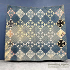 ANTIQUE INDIGO CALICO PATCHWORK QUILT BEAUTIFUL FADED... 196cm/164cm