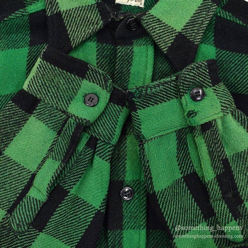 1950's KING KOLE GREEN/BLACK WOOL SHIRT UNUSUAL...