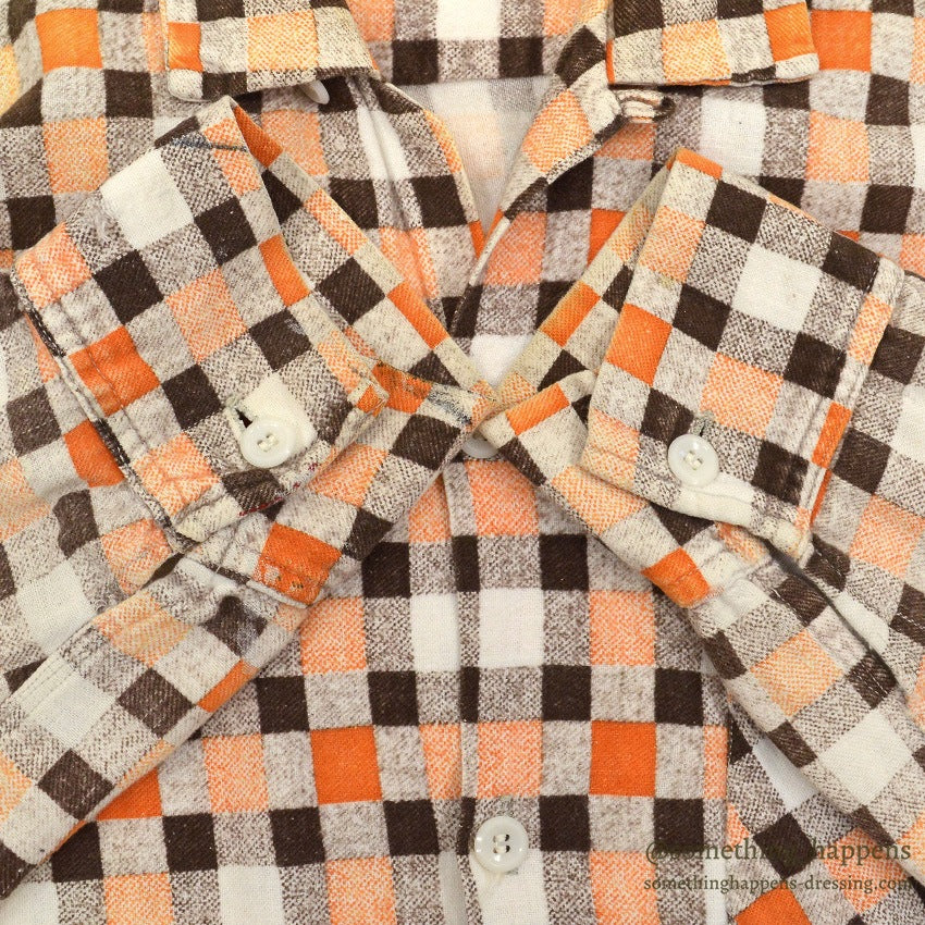 1950's~ CHECKERED ALL COTTON PRINT FLANNEL SHIRT ...