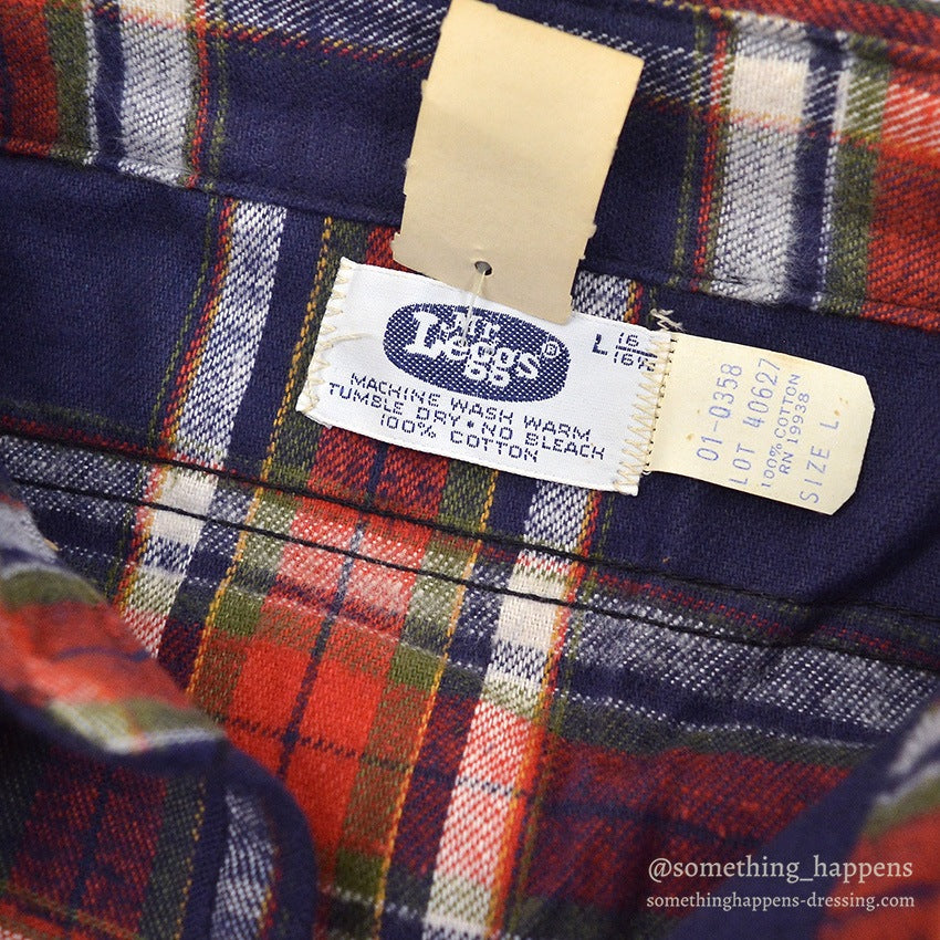 1970's DEADSTOCK MR.LEGGS PLAID COTTON FLANNEL SHIRT ... L