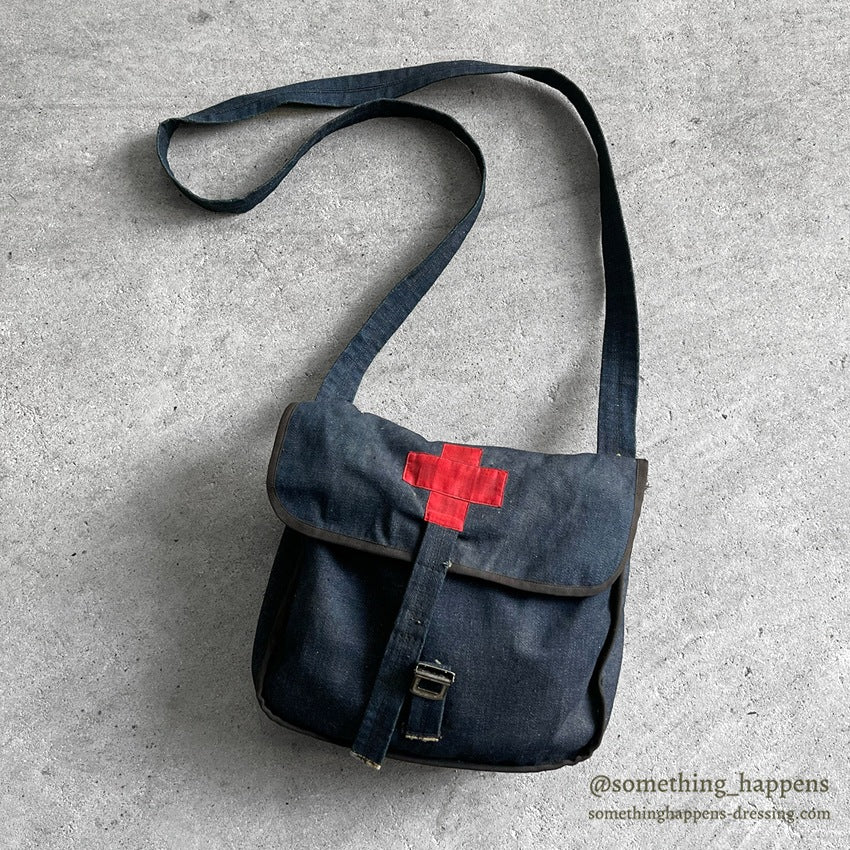 ~1940's AMERICAN RED CROSS DENIM SHOULDER DITTY BAG...
