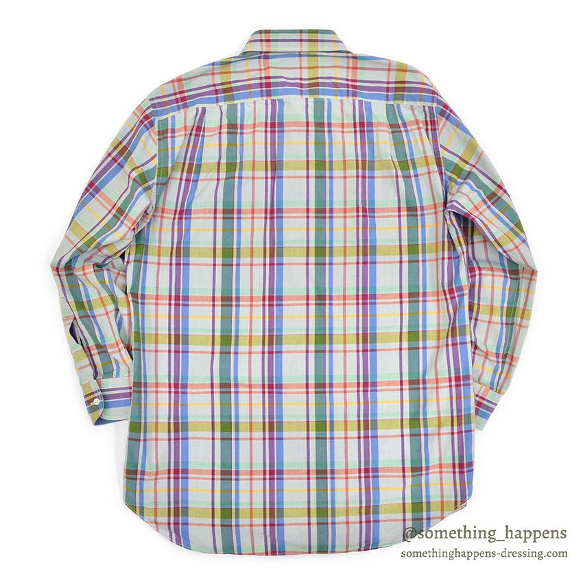 ~1980's CUZZENS PLAID COTTON DRESS SHIRT MADE IN IATLY 2 ... L