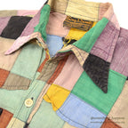1970's SING & SMILE INDIA MADRAS CRAZY PATCHWORK SHIRT ... L
