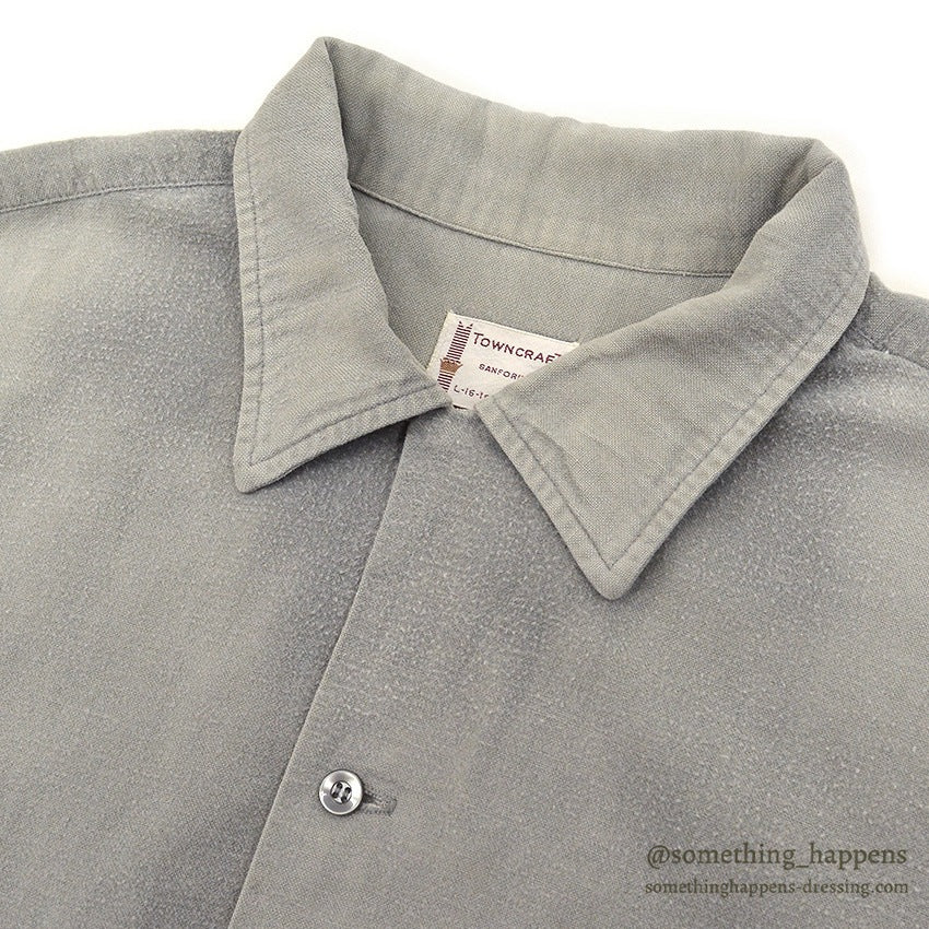 1960's TOWNCRAFT PENNEYS PLAIN LIGHT GRAY FLANNEL SHIRT ... L