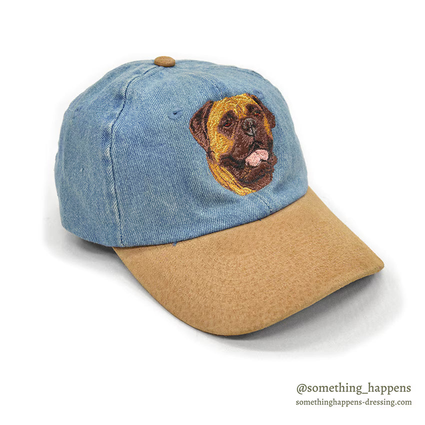 1990's~ DOG EMBROIDERY LEATHER / DENIM CAP...