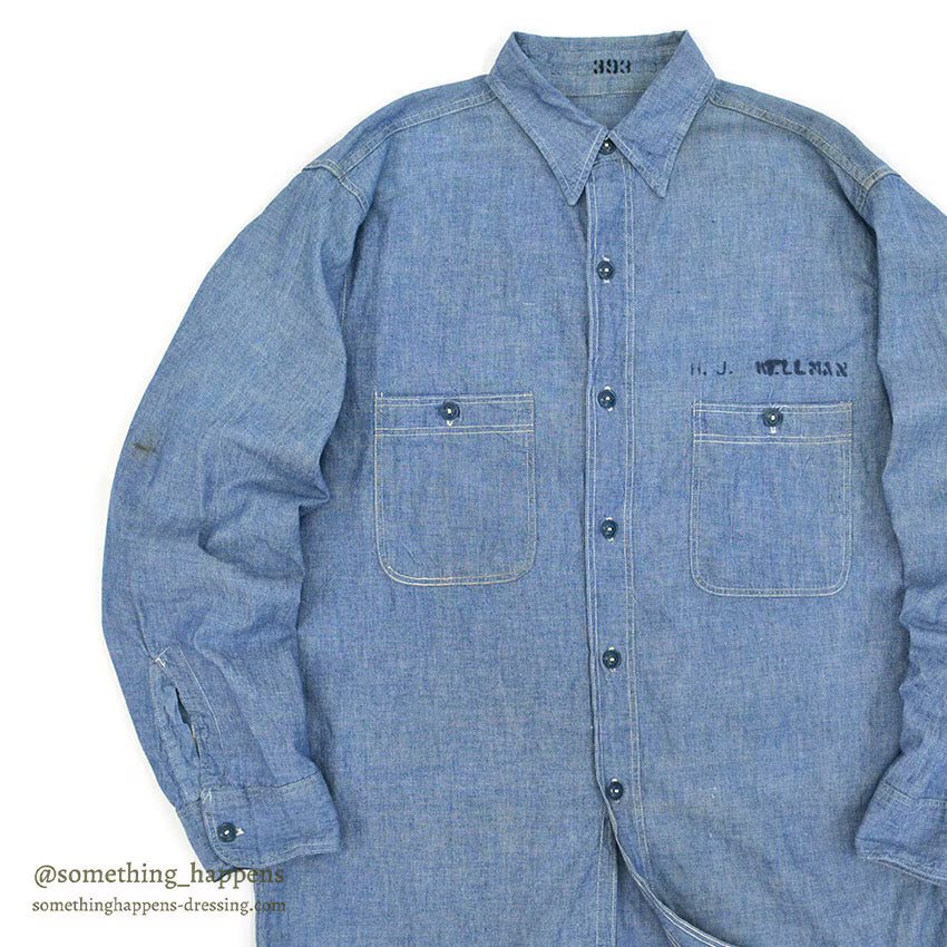 1940's~ U.S.NAVY CHAMBRAY SHIRT STENCIL ...