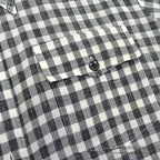1970's CAMPUS BLACK GINGHAM CHECK S/S SHIRT ... L