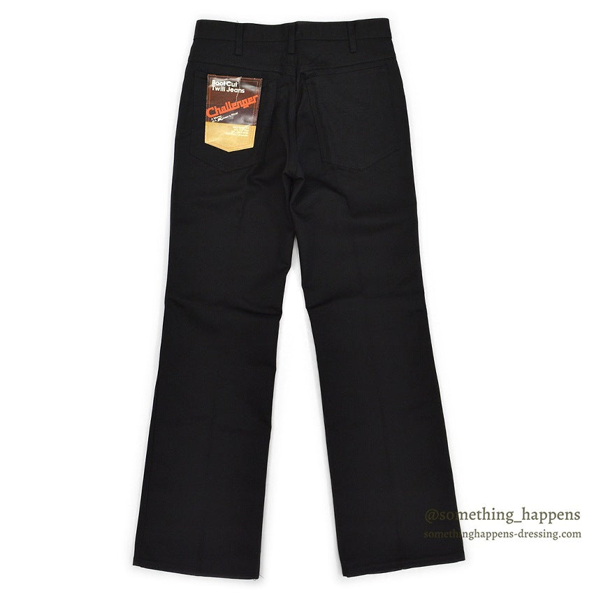 1970's~ DEADSTOCK CHALLENGER BY Kmart BLACK BOOT CUT TWILL PANTS... W32/L32
