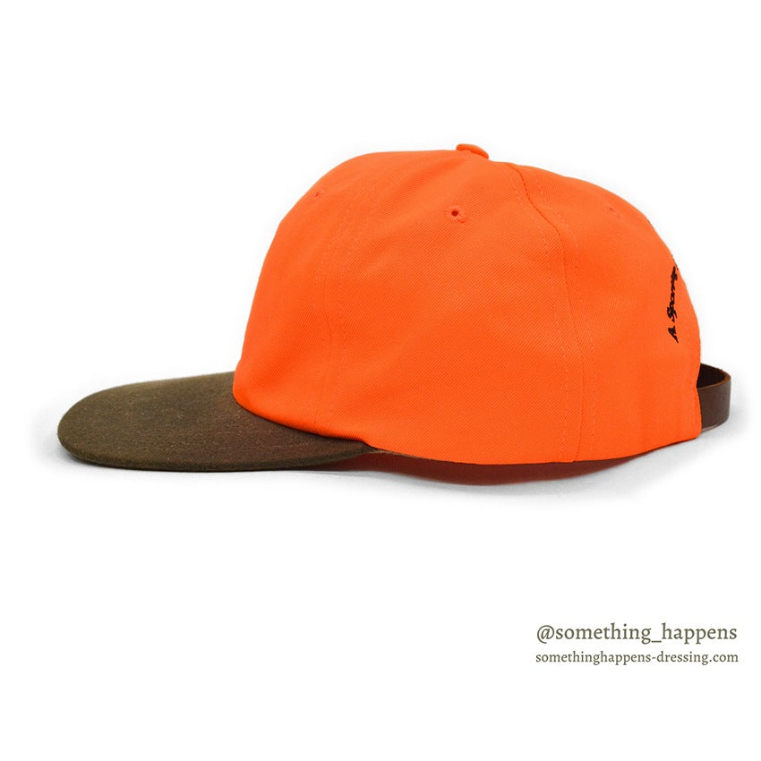 1990's DEADSTOCK ORVIS DOG EMBROIDERY ORANGE/OILED CLOTH CAP...