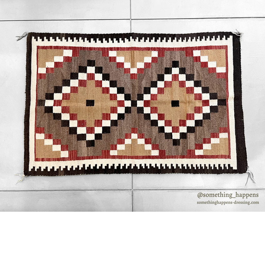 c.1940's NAVAJO RUG DOUBLE DIAMONDS PATTERN ... 114cm/75cm