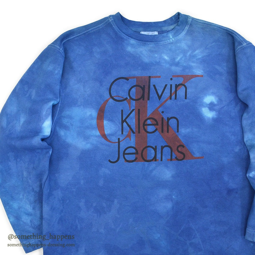 1990's CALVIN KLEIN JEANS BLUE OVERDYED SWEAT SHIRT...L