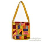 1970's PATCHWORK QUILT VELOR BAG...