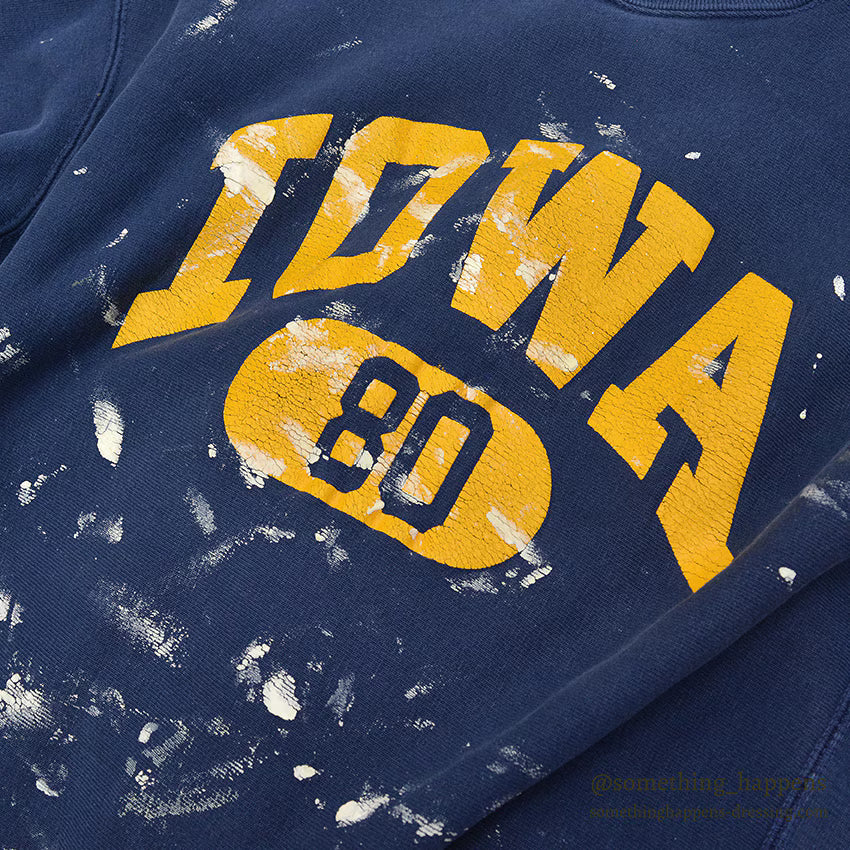 1980's CHAMPION IOWA REVERSE WEAVE SWEAT SHIRT NAVY CHOPPED...