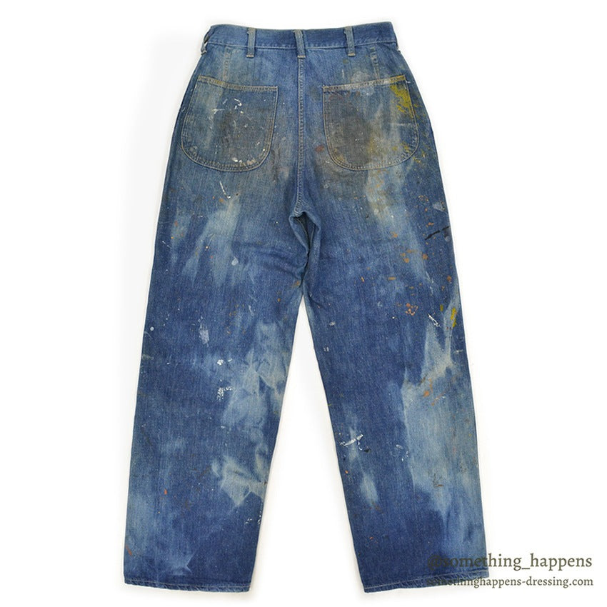 1940's U.S.NAVY WW2 DENIM TROUSERS PAINT SPLATTER/FADED ... W30/L30