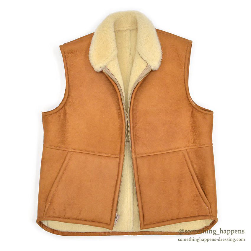 ~1990's DEADSTOCK SAWYER OF NAPA MOUTON SHEARLING VEST...L