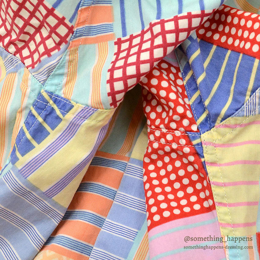 1990's J.CREW PRINT PATCHWORK SHIRT / NICE COLOR ... M