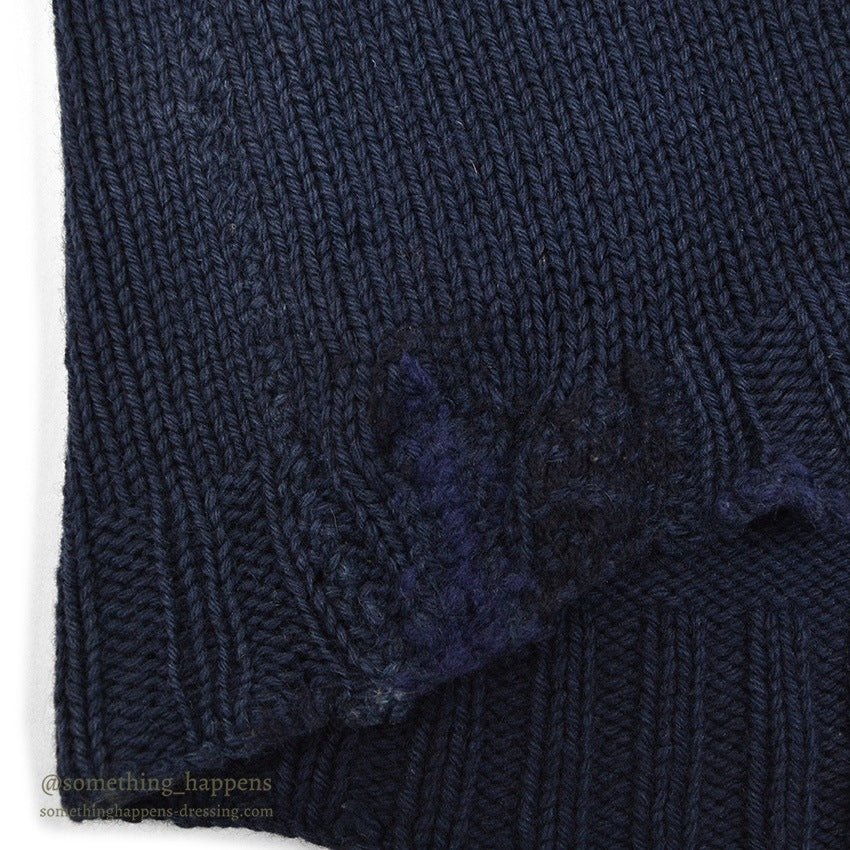 1930's~ OLD DARK NAVY KNIT WOOL SWEATER / FADED...