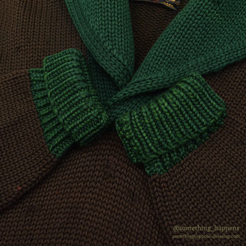 1930's Oakes Bros TWO-TONE SHAWL COLLAR SWEATER...