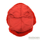 1960's EDDIE BAUER MOUTON FUR DOWN HAT / HUNTER'S RED...XL