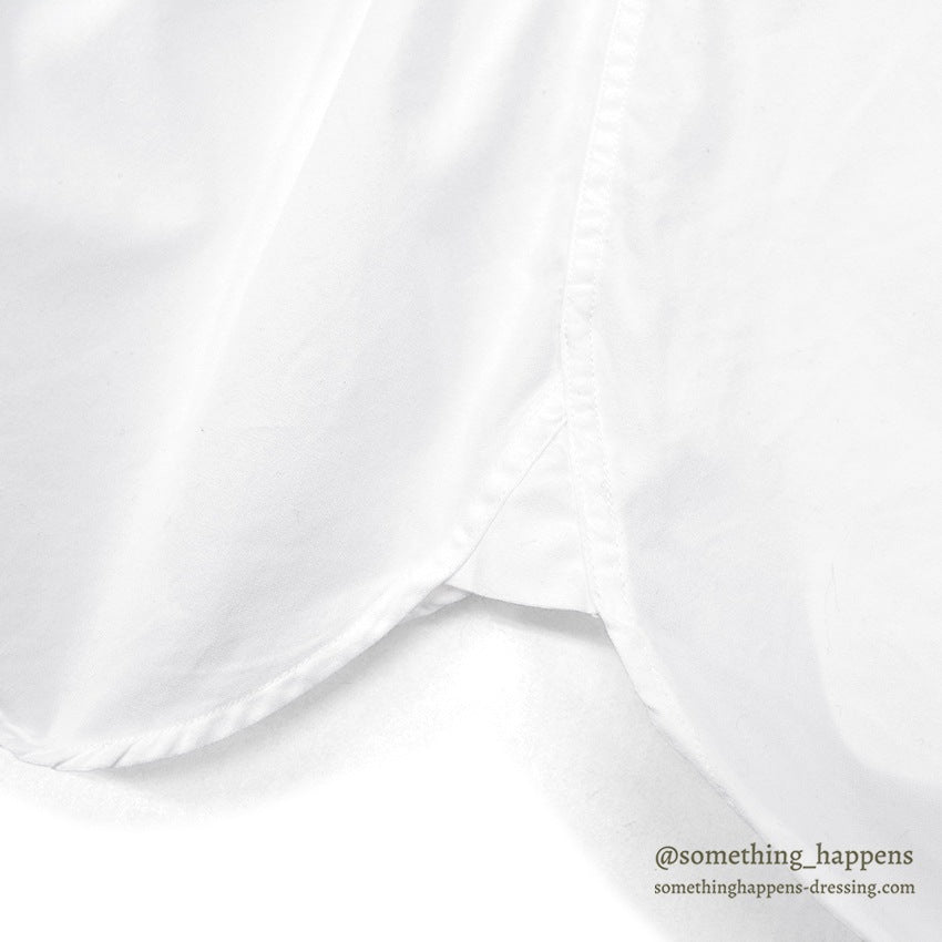 1980's J.CREW NO COLLAR WHITE SHIRT...M