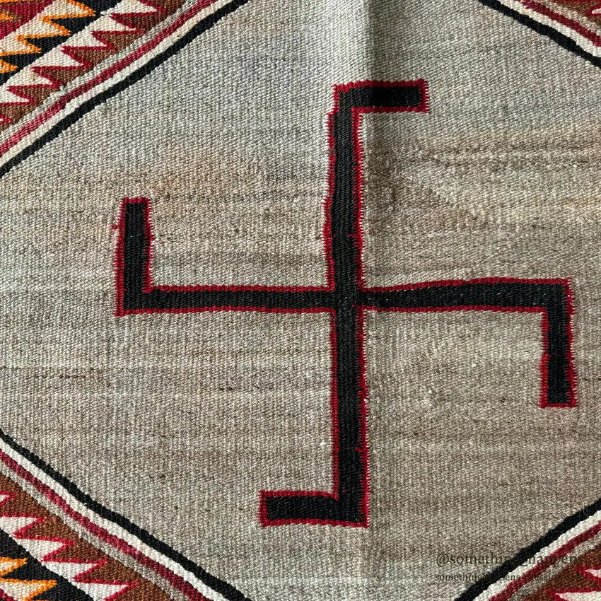 c.1900's NAVAJO RUG WHIRLING LOG SADDLE BLANKET ... 91cm/69cm