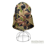 1960's LLBEAN DUCK HUNTER CAMO HUNTING CAP WITH NECK FLAP...
