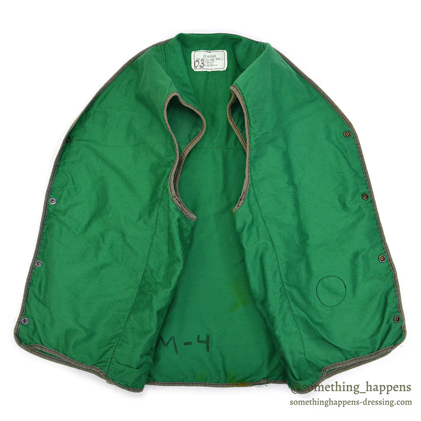 1980's USNAVY LIFE PRESERVER VEST MARK1 T GREEN / STENCIL ... L