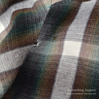 1960's TOWNCRAFT GREEN OMBRE PLAID RAYON SHIRT...L