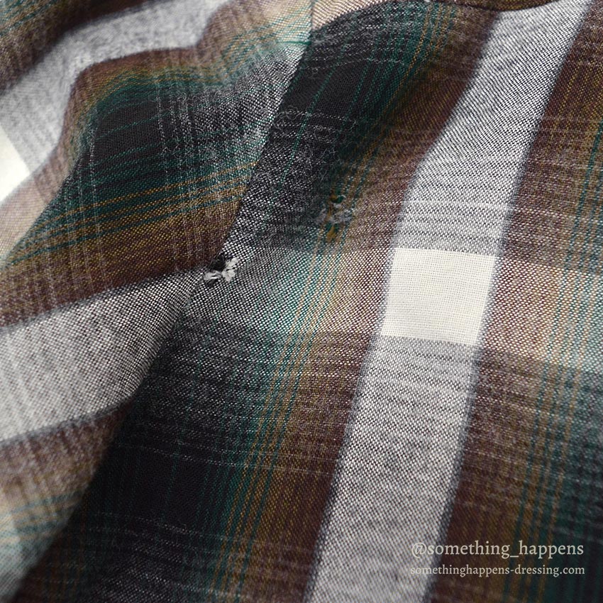 1960's TOWNCRAFT GREEN OMBRE PLAID RAYON SHIRT...L