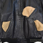 1950's HORSEHIDE ALL BLACK LEATHER SPORT JACKET / RARE DETAIL ...