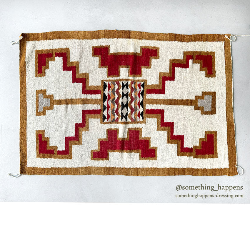 c.1940's NAVAJO RUG / RARE PATTERN / SMALL RUG IN RUG ... 128cm/74cm