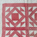 ANTIQUE RED / WHITE DOUBLE SQUARE PATCHWORK CRIB QUILT... 100cm/94cm