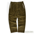 1990's WILLIS & GEIGER OLIVE GREEN CORDUROY PANTS...W34